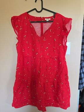 Goodthreads Linen‑Blend Floral Dress – Size L – Pockets + Zipper Detail